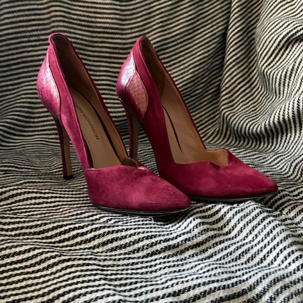 Sigerson Morrison red suede heels